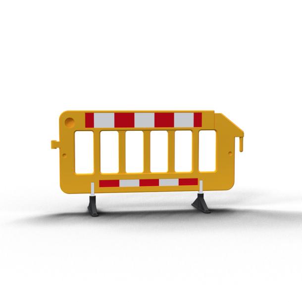 Crowd barrier | made of plastic | fence element yellow | film RA1/A | red / white